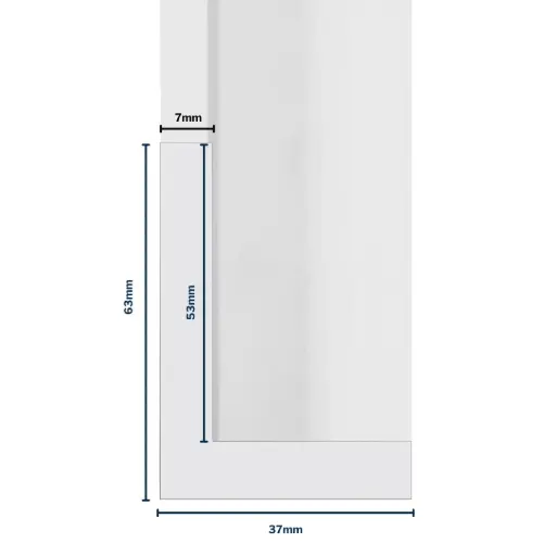[7012W] Wood Moulding W 37 X H 63 X L 2900mm White (Canvas Floater 52mm) 7mm Face