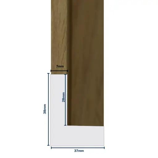 [7015A] Wood Moulding W 37 X H 38 X L 2900mm Brown (Canvas Floater 27mm) 7mm Face