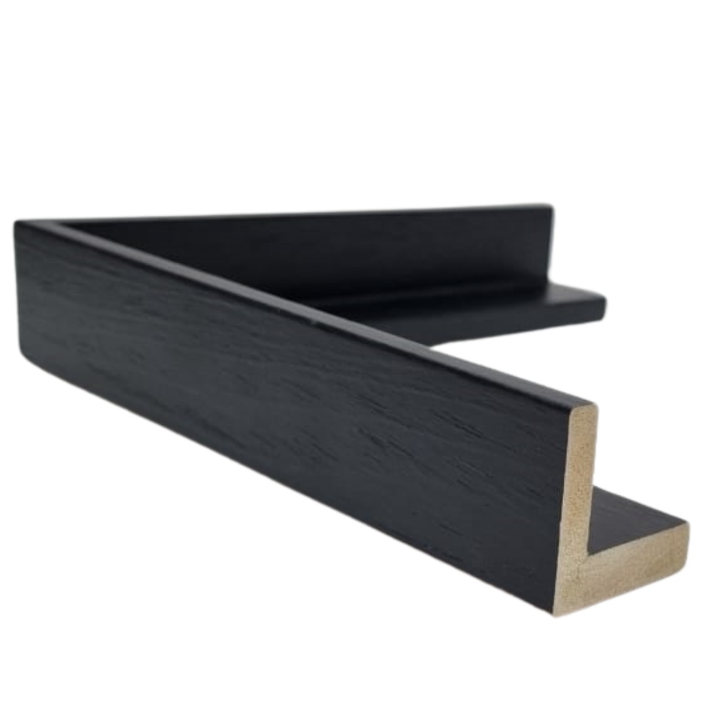 [7015B] WOOD MOULDING W 37 X H 38 X L 2900MM BLACK (CANVAS FLOATER 27MM) 7 MM FACE