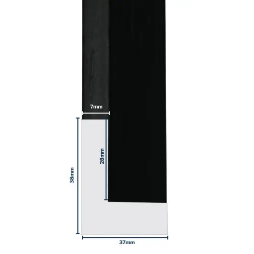 [7015B] Wood Moulding W 37 X H 38 X L 2900mm Black (Canvas Floater 27mm) 7mm Face