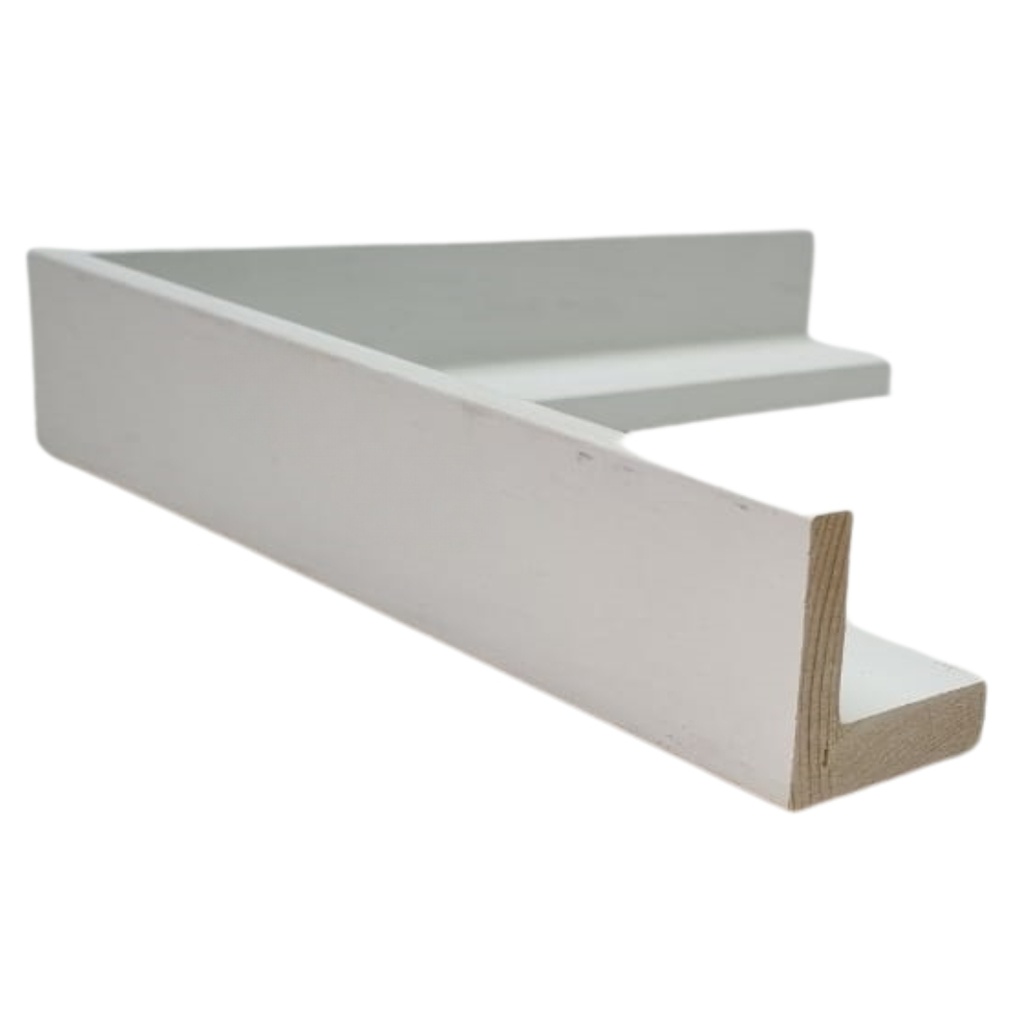 [7015W] WOOD MOULDING W 37 X H 38 X L 2900MM WHITE (CANVAS FLOATER 27MM) 7 MM FACE