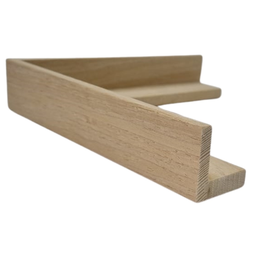 [7015N] WOOD MOULDING W 37 X H 38 X L 2900MM NATURAL (CANVAS FLOATER 27MM) 7 MM FACE