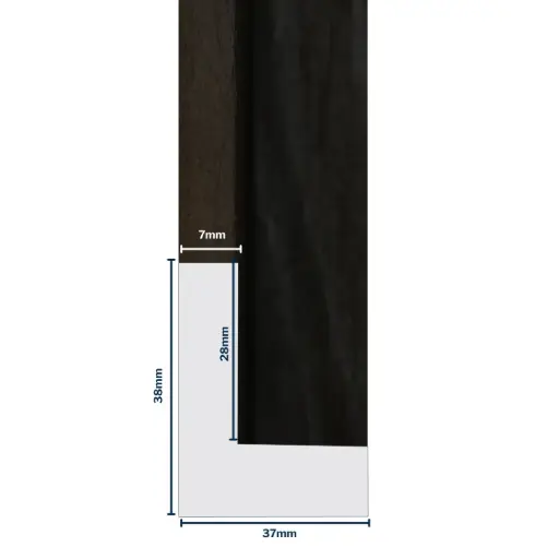 [7015D] Wood Moulding W 37 X H 38 X L 2900mm Dark Coffee (Canvas Floater 27mm) 7mm Face