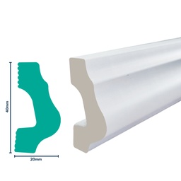 [3051WN] HDPS Wainscoting/Dado Rail H 40 X W 20 X L 2700mm White