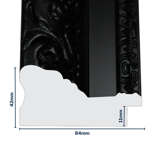 [Q932F] Q-Moulding W 84 X H 42 X L 2900mm Black