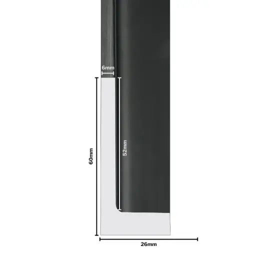 [1179B] PS Moulding W 26 X H 60 X L 2900mm Alu Black (Canvas Floater 52mm) 6mm Face