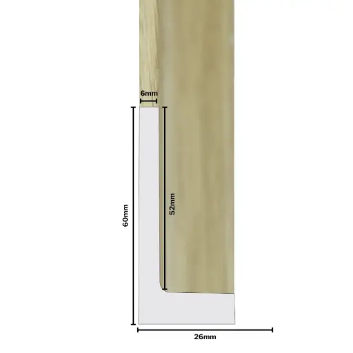 [1179-3O] PS Moulding W 26 X H 60 X L 2900mm Oak (Canvas Floater 52mm) 6mm Face