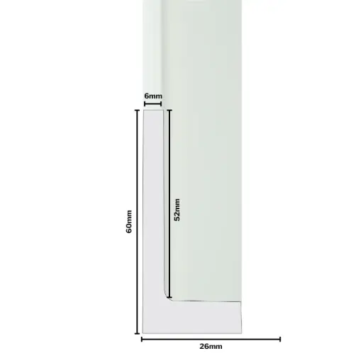 [1179AW] PS Moulding W 26 X H 60 X L 2900mm Alu White  (Canvas Floater 52mm) 6mm Face