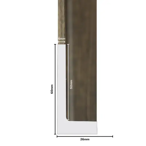[1179-3CH] PS Moulding W 26 X H 60 X L 2900mm  Chestnut (Canvas Floater 52mm) 6mm Face