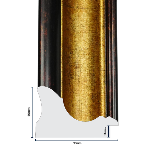 [2002A] PS Moulding W 78 X H 49 X L 2900mm Brown & Gold