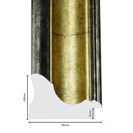 [2002B] PS Moulding W 78 X H 49 X L 2900mm Silver & Gold