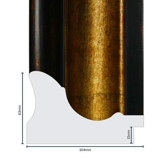 [2000A] PS Moulding W 104 X H 63 X L 2900mm Brown & Gold