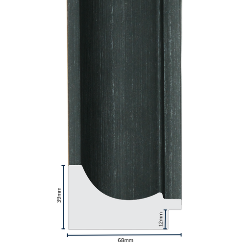 [2004B] PS Moulding W 68 X H 39 X L 2900mm Charcoal Black