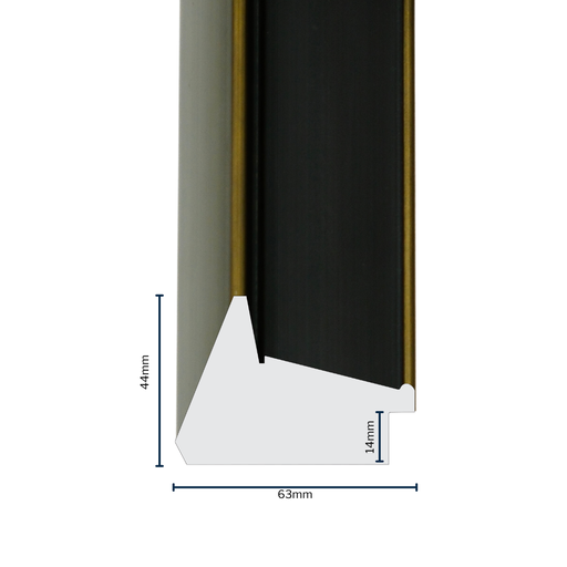[2010B] PS Moulding W 63 X H 44 X L 2900mm Gold & Black