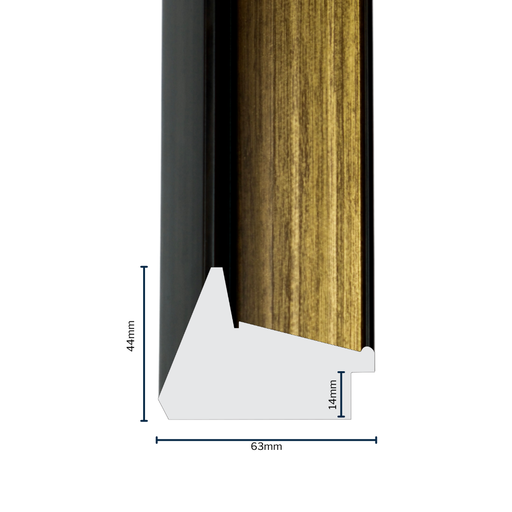 [2010A] PS Moulding W 63 X H 44 X L 2900mm Gold & Brown