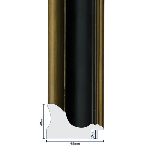[2003A] PS Moulding W 65 X H 40 X L 2900mm Gold & Black