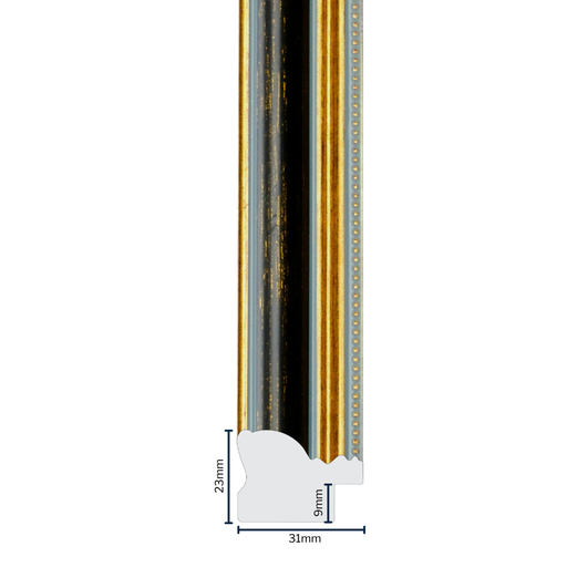 [2008A] PS Moulding W 31 X H 23 X L 2900mm Gold & Black