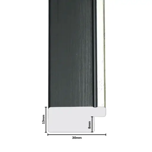 [1181-3B] PS Moulding W 30 X H 13 X L 2900mm Black & Sliver