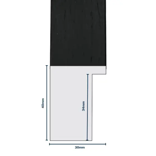 [7018B] Wood Moulding W 30 X H 40 X L 2900mm Black