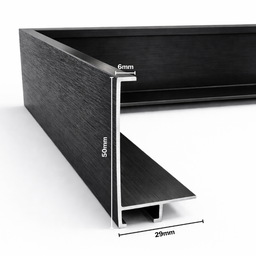 [129B] Aluminium Moulding W 29 X H 50 X L 2700mm Black
