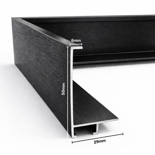 [129B] Aluminium Moulding W 29 X H 50 X L 2900mm Black