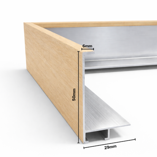 [129G] Aluminium Moulding W 29 X H 50 X L 2700mm Wooden Veneer