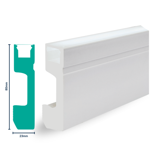 [3039WN] HDPS Skirting Led H 80 X W 23 X L 2700mm White 