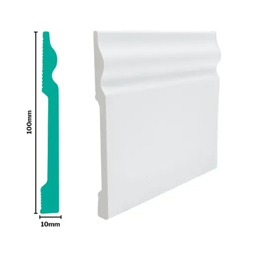 [3029W] HDPS Skirting H 100 X W 10 X L 2700mm White