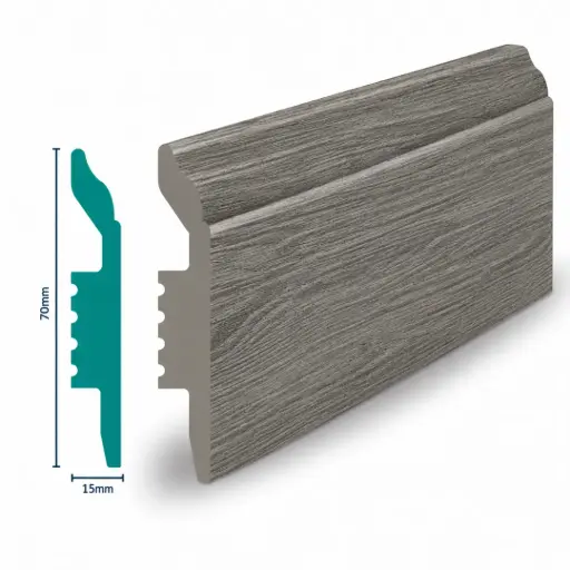[3020-3A] HDPS Skirting H 70 X W 15 X L 2700mm Ash