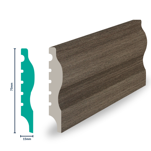 [EFECOU] HDPS Skirting H 75 X W 15 X L 2700mm Baobab 