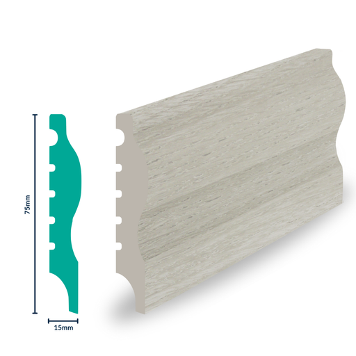 [EFECOQ] HDPS Skirting H 75 X W 15 X L 2700mm Macadamia 