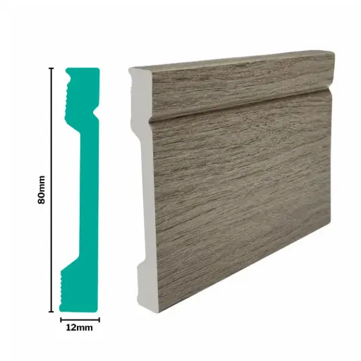[3030-3NA] HDPS Skirting H 80 X W 12 X L 2700mm Nordic Ash 