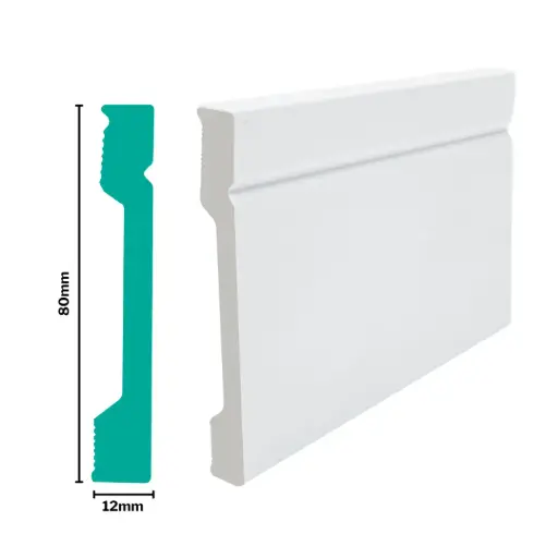 [3030WN] HDPS Skirting H 80 X W 12 X L 2700mm White 