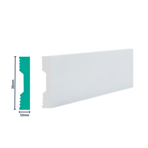 [3049WN] HDPS Wainscoting/Dado Rail H 38 X W 10 X L 2700mm White