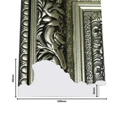 [890F] PS Moulding W 108 X H 46 X L 2900mm Silver