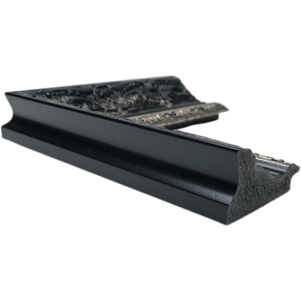[749F] PS MOULDING W 76 X H 36 X L 2900MM BLACK & SILVER