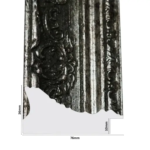 [749G] PS Moulding W 76 X H 36 X L 2900mm Antique Silver