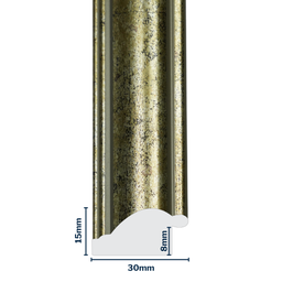 [Q900B] Q-Moulding W 30 X H 15 X L 2900mm Antique German Silver