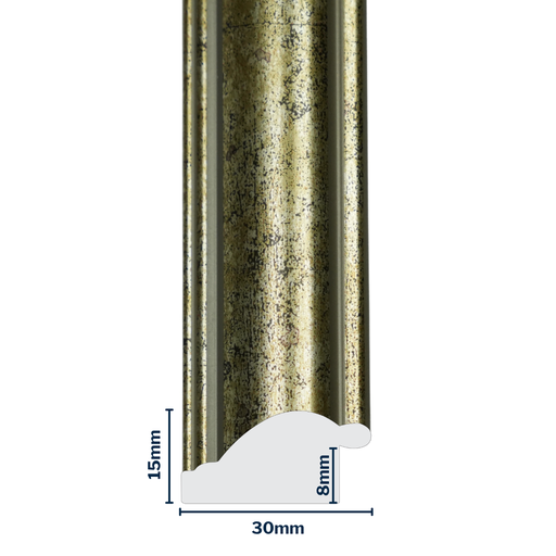 [Q900B] Q-Moulding W 30 X H 15 X L 2900mm Antique German Silver