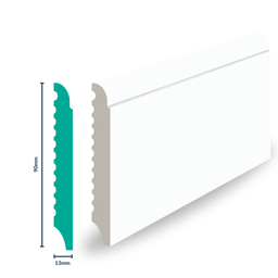 [3019W-S] HDPS Skirting H 90 X W 13 X  L 2700mm White