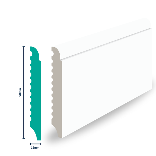 [3019W-S] HDPS Skirting H 90 X W 13 X  L 2700mm White