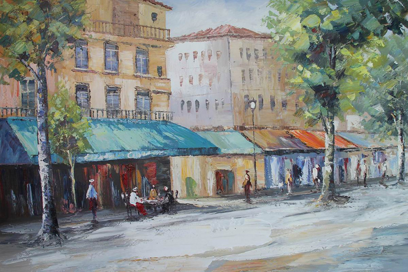 [HA096] OIL ON CANVAS STREET SCENE (800STREET800X1200)