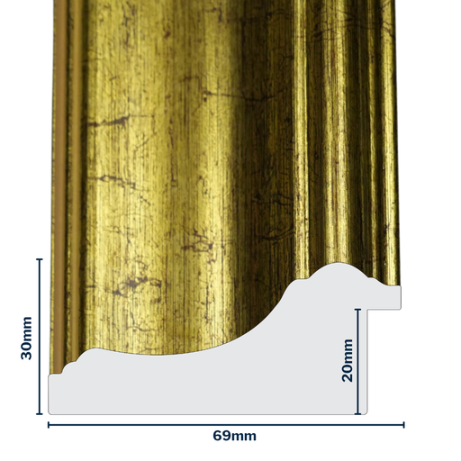 [Q902A] Q-Moulding W 69 X H 30 X L 2900mm Gold