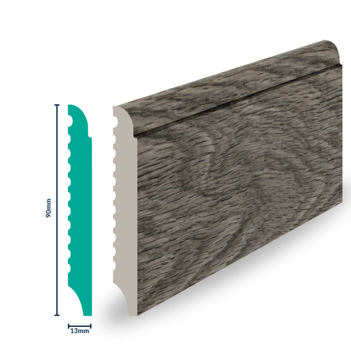 [3019P-S] HDPS Skirting H 90 X W 13 X L 2700mm Grey