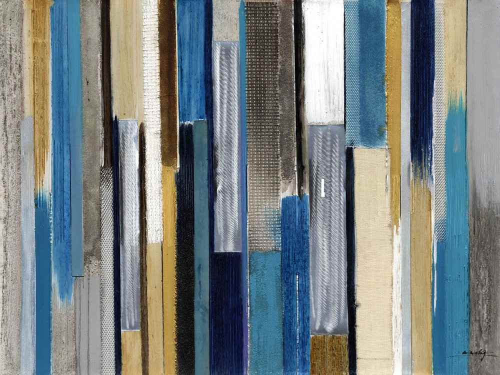 [DY019] OIL ON CANVAS ABSTRACT BLUE GREY BEIGE 1200X900MM