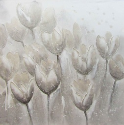 [DY001] Oil On Canvas Flowers Beige 1000X1000mm
