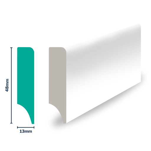 [3017W] HDPS Skirting H 48 X W 13 X L 2700mm White