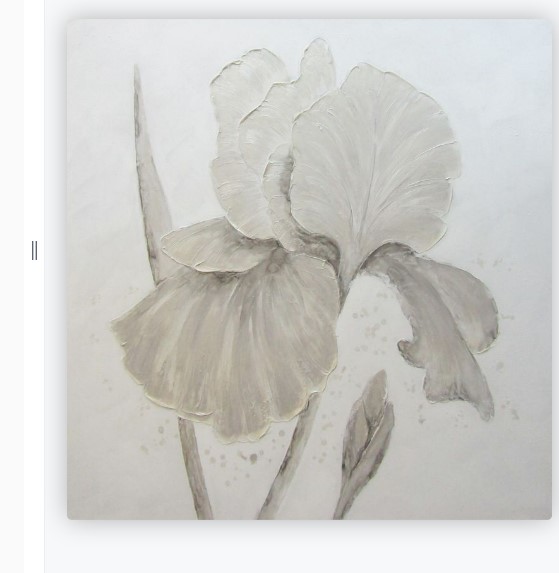 [DY004/1095A] OIL ON CANVAS FRAMED FLOWER BEIGE IRIS 1000X1000MM