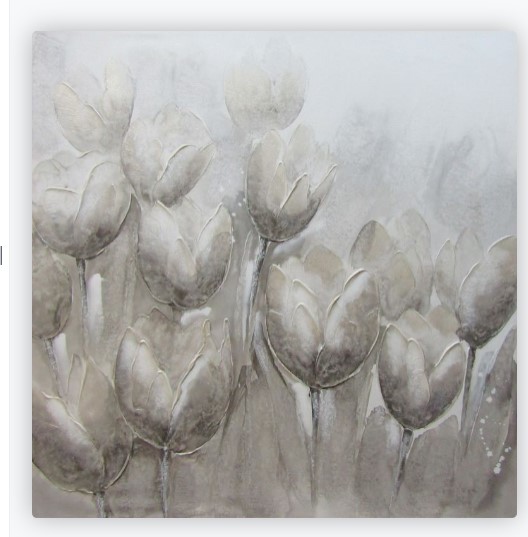 [DY002/1095A] OIL ON CANVAS FLOWER WHITE 1000X1000MM