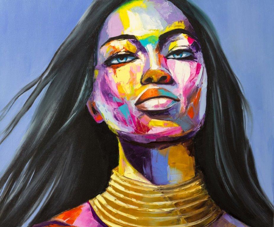 [AS252] PRINT ON CANVAS COLOURED AFRICAN FACE 1220X1010MM
